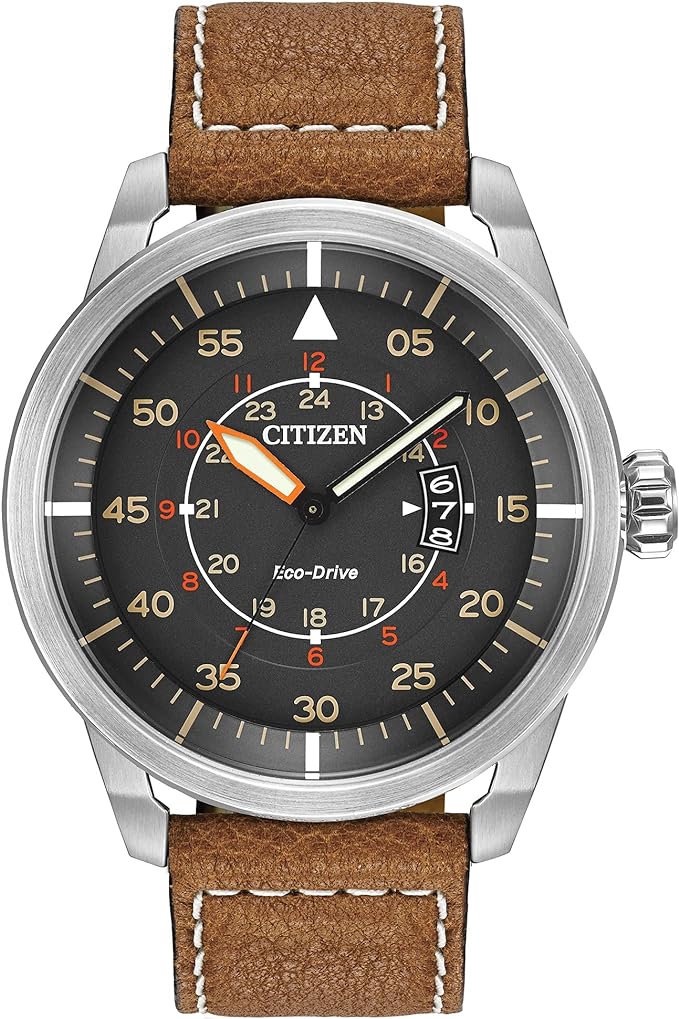 Citizen Men’s Eco-Drive Leather Strap Watch (AW1361-10H)