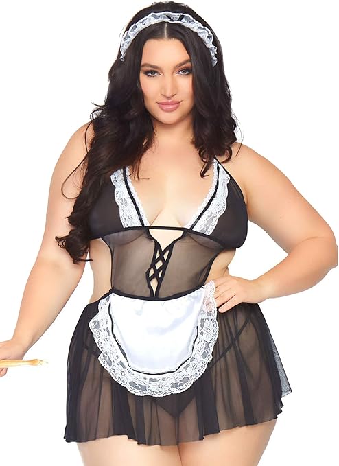 Leg Avenue Plus Size Sexy Maid Lingerie Roleplay Set