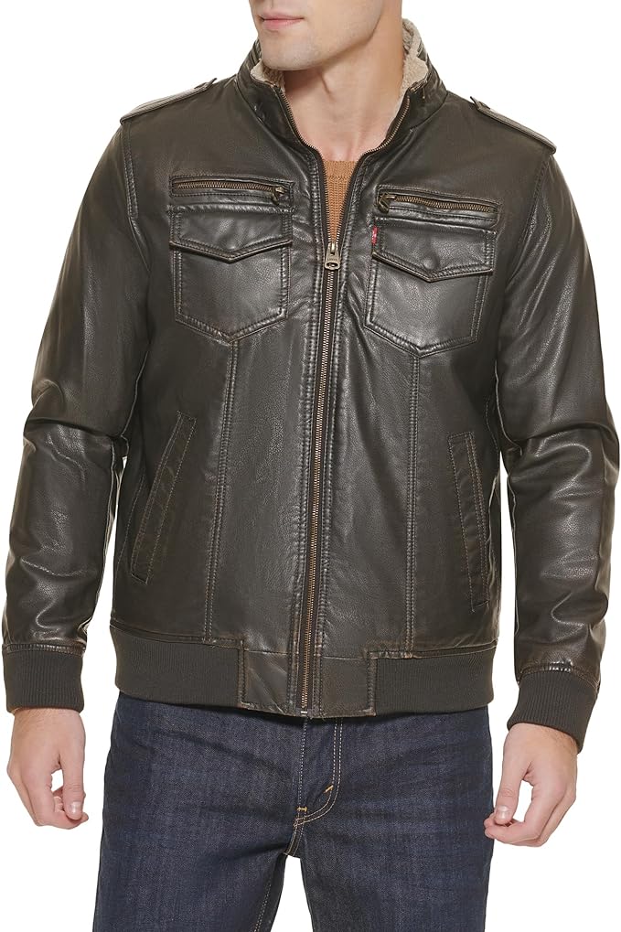 Levi's Men's Faux Leather Aviator Bomber Jacket (Regular & Big & Tall Sizes)