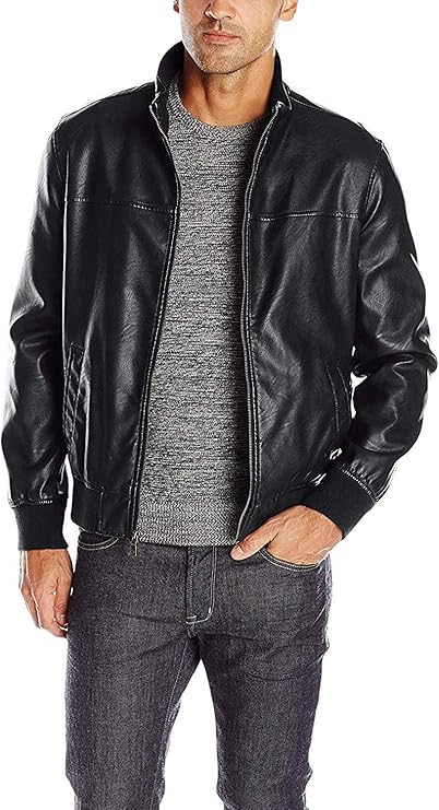 Tommy Hilfiger Men's Faux Leather Bomber Jacket